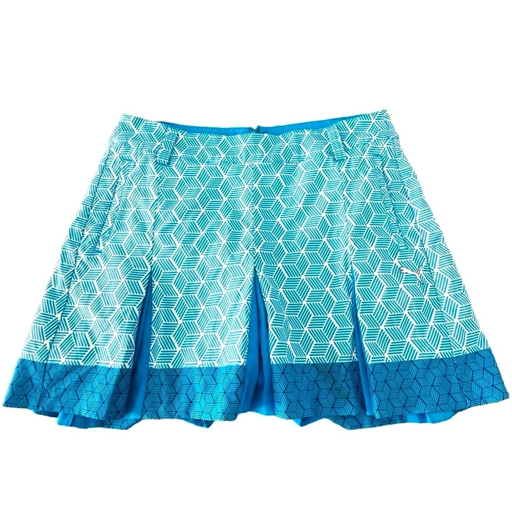 PUMA blue and white pleated graphic print skort w/attached shorts Size 8